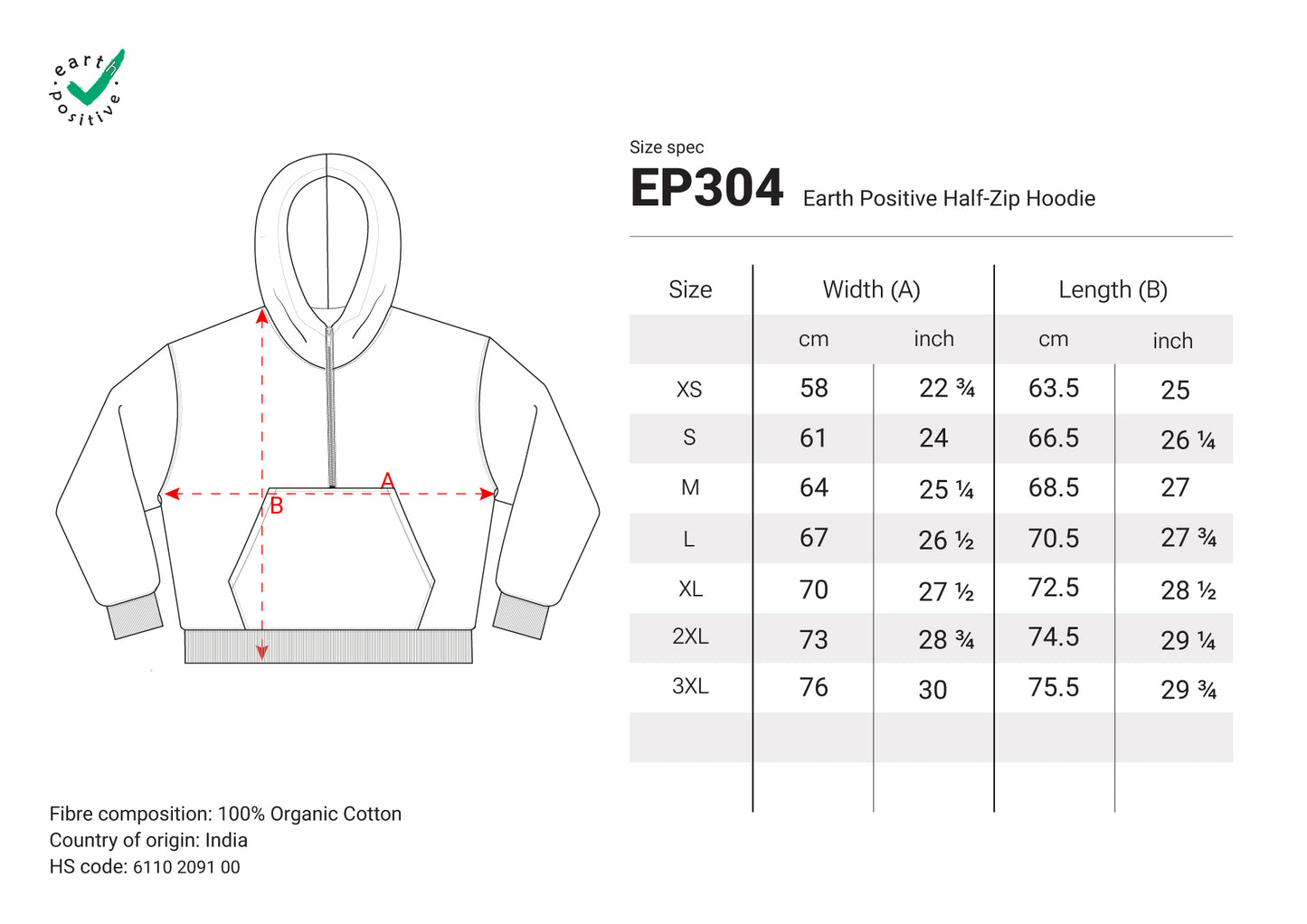 Half Zip Hoodie Men EP304